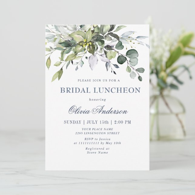 Invitación Eucalyptus BRIDAL LUNCHEON (Anverso de pie)