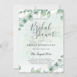 Invitación Eucalyptus BRIDAL SHOWER Greeneration Gold QR Code