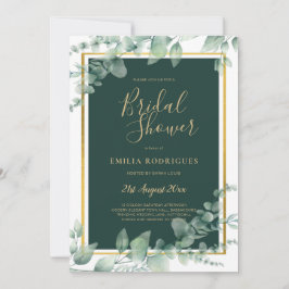Invitación Eucalyptus BRIDAL SHOWER Greeneration Gold QR Code