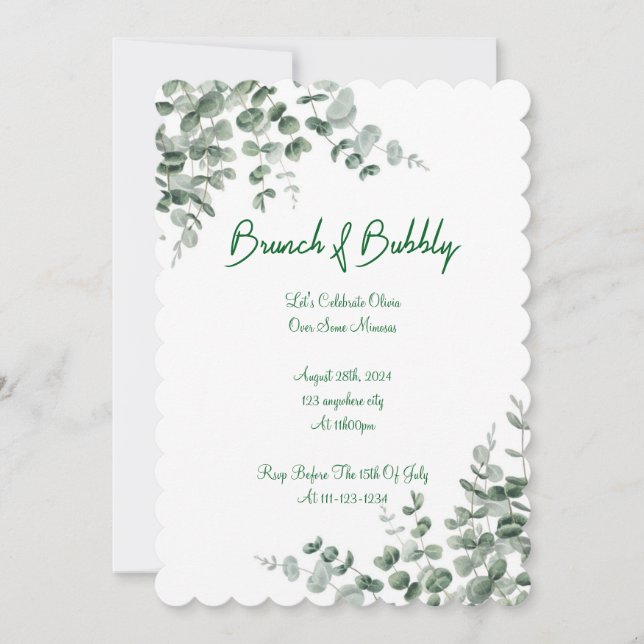 INVITACIÓN EUCALYPTUS BRIDAL SHOWER INVITATION (Anverso)