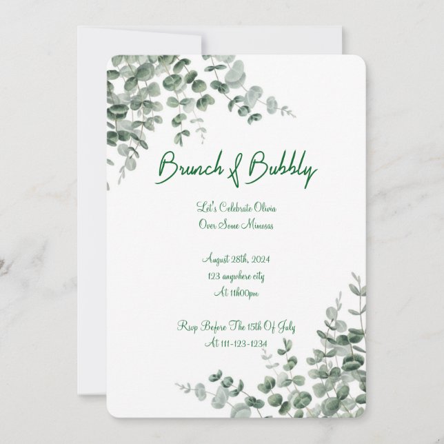 INVITACIÓN EUCALYPTUS BRIDAL SHOWER INVITATION (Anverso)