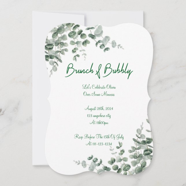 INVITACIÓN EUCALYPTUS BRIDAL SHOWER INVITATION (Anverso)