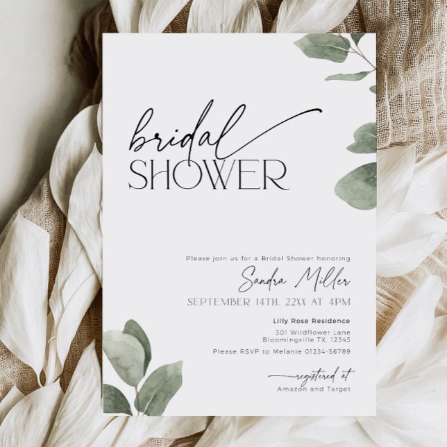 Invitación Eucalyptus Bridal Shower Sage Green (Subido por el creador)