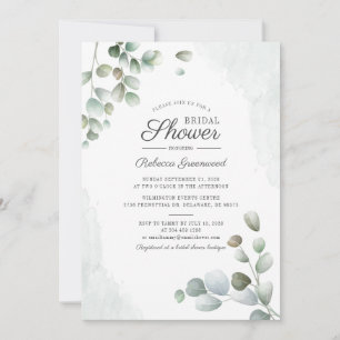 Invitación Eucalyptus Bridal Shower Watercolor Suculento