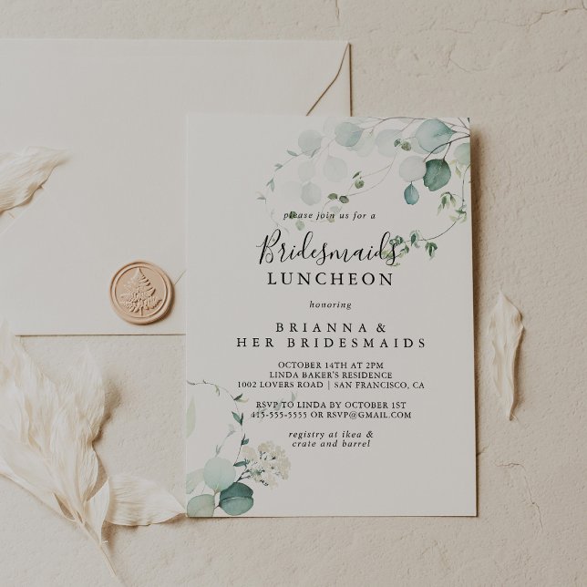 Invitación Eucalyptus Bridesmaids Luncheon Shower (Subido por el creador)