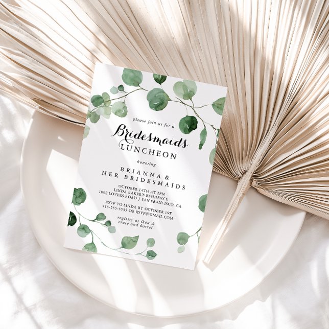 Invitación Eucalyptus Bridesmaids Modern Luncheon Shower (Subido por el creador)