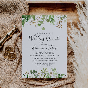 Invitación Eucalyptus Brown Boda Floral Brunch