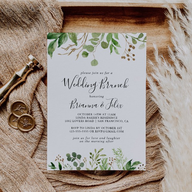 Invitación Eucalyptus Brown Boda Floral Brunch (Subido por el creador)