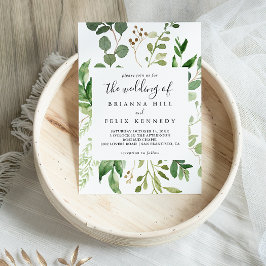 Invitación Eucalyptus Brown Floral Geométrica El Boda De