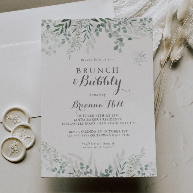 Invitación Eucalyptus Brunch y Bubbly Bridal Shower (Subido por el creador)