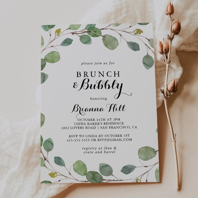 Invitación Eucalyptus Brunch y Bubbly Bridal Shower (Subido por el creador)