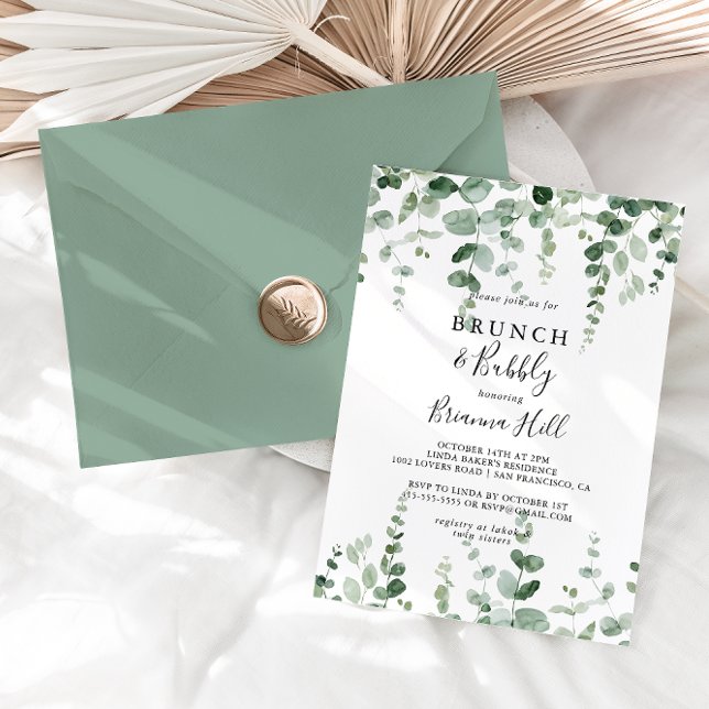 Invitación Eucalyptus Brunch y Bubbly Bridal Shower (Subido por el creador)