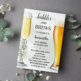 Invitación Eucalyptus Bubbles and Brews Adultos Cumpleaños