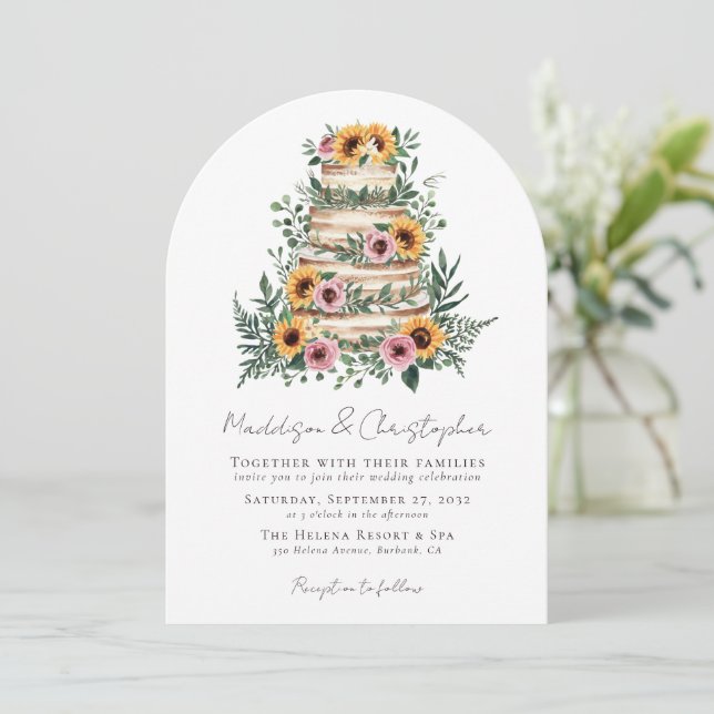 Invitación Eucalyptus Cake Boda (Anverso de pie)