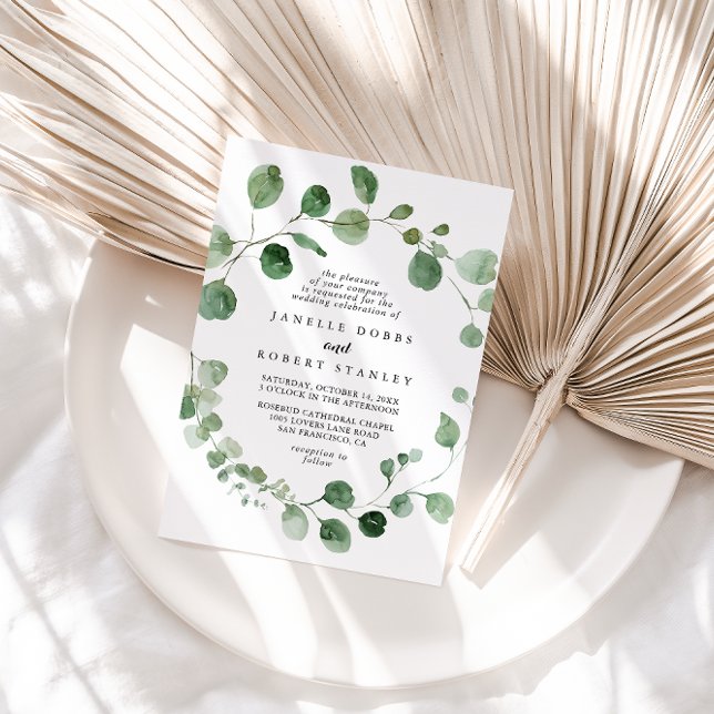 Invitación Eucalyptus Calligraphy Diamond Boda (Subido por el creador)
