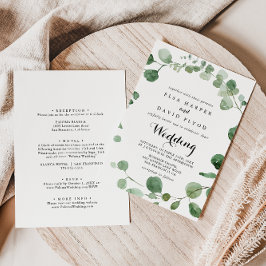 Invitación Eucalyptus Calligraphy Front & Back Wedding