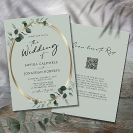 Invitación Eucalyptus Calligraphy QR Code RSVP Sage Boda