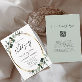 Invitación Eucalyptus Calligraphy QR Code RSVP Wedding