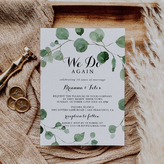 Invitación Eucalyptus Calligraphy Volvemos a Votar la Renovac (Subido por el creador)