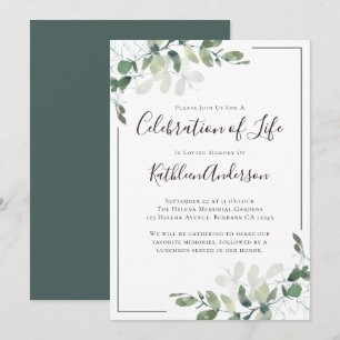Invitación Eucalyptus Celebración de la Vida