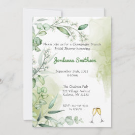 Invitación Eucalyptus Champagne Brunch Bridal Shower Invitan