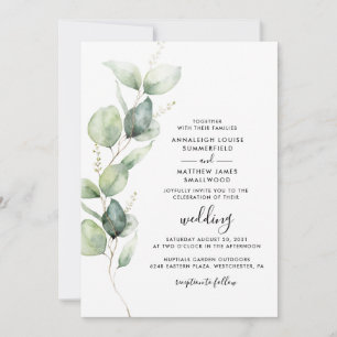 Invitación Eucalyptus Código QR Botánico Todo en un Boda