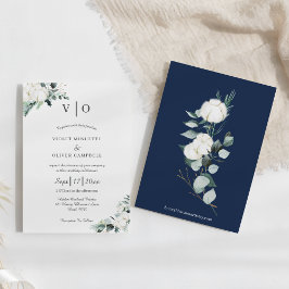 Invitación Eucalyptus Cotton | Boda de Monograma Blanco Moder