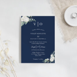 Invitación Eucalyptus Cotton | Boda de Monograma Moderno de l