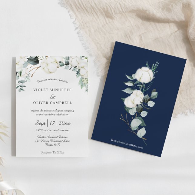 Invitación Eucalyptus Cotton | Boda White Modern v3 (Subido por el creador)