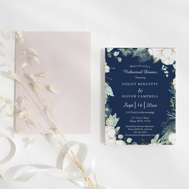 Invitación Eucalyptus Cotton | Cena de ensayo moderna de la M (Subido por el creador)