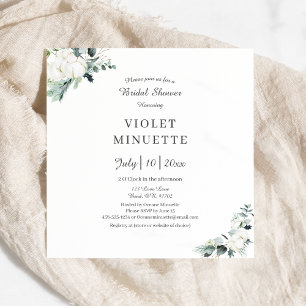 Invitación Eucalyptus Cotton   White Modern v2 Bridal Shower
