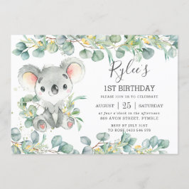 Invitación Eucalyptus Cute Koala