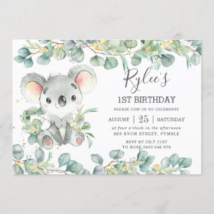 Invitación Eucalyptus Cute Koala