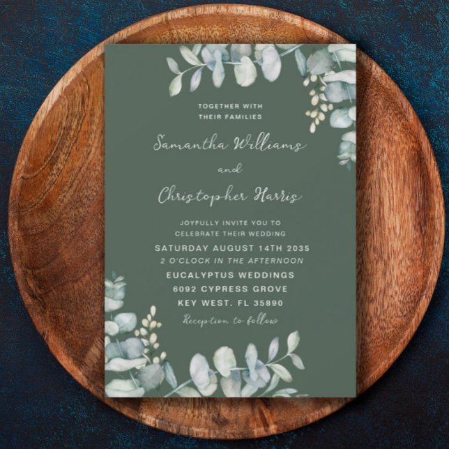 Invitación Eucalyptus Dark Sage Green Boda (Subido por el creador)