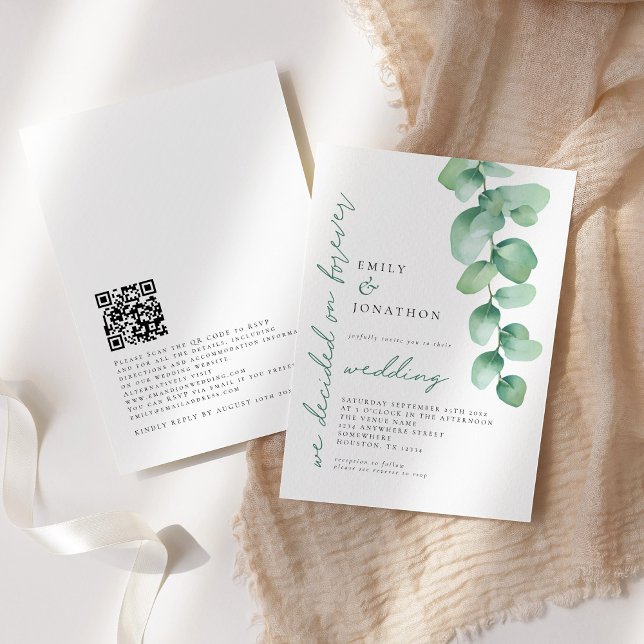 Invitación Eucalyptus decidió Forever QR Code Boda (Subido por el creador)