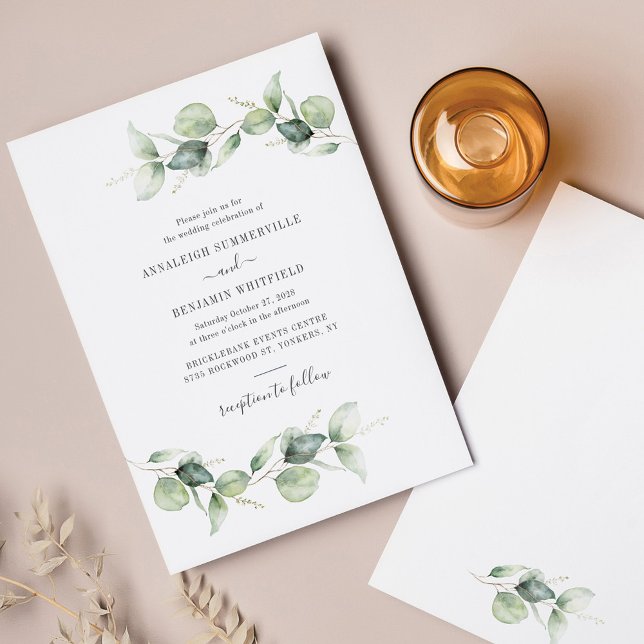 Invitación Eucalyptus deja a la vegetación Boda rústico (Subido por el creador)