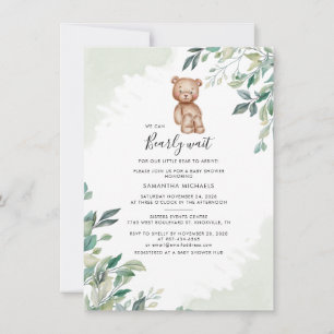 Invitación Eucalyptus deja Baby Shower a los oseos de Woodlan
