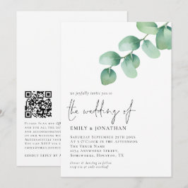 Invitación Eucalyptus deja Boda de código QR Script