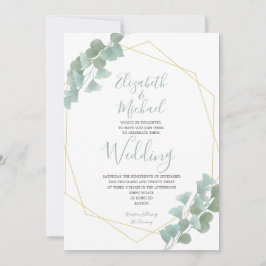 Invitación Eucalyptus deja Boda Elegante Verano Geométrico