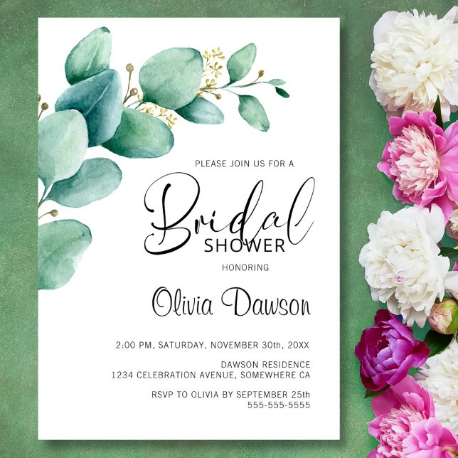 Invitación Eucalyptus deja ducha de novia (Subido por el creador)