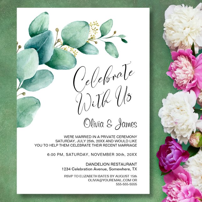 Invitación Eucalyptus deja la recepción de bodas (Subido por el creador)