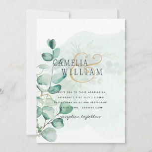Invitación Eucalyptus deja la vegetación Boda QR CÓDIGO moder