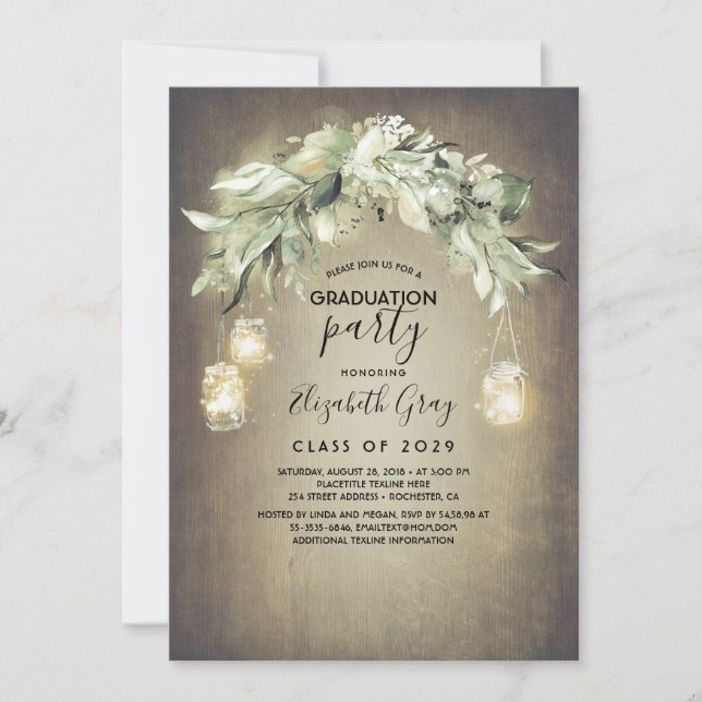 Invitación Eucalyptus deja la vegetación de la graduación rús (Anverso)