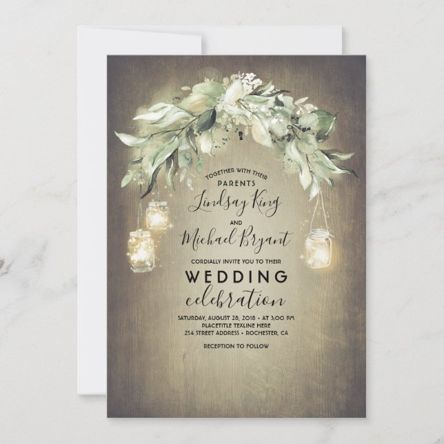 Invitación Eucalyptus deja la vegetación una boda rústica de  (Anverso)