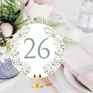 Invitación Eucalyptus deja número de cuadro de flor blanca