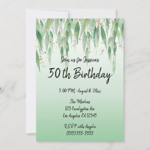 Invitación Eucalyptus deja Ombre Verde 50 cumpleaños