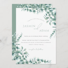 Invitación Eucalyptus deja un Boda de follaje verde sabio