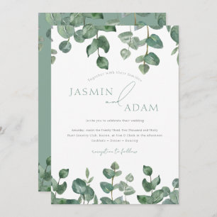 Invitación Eucalyptus deja un Boda de follaje verde sabio