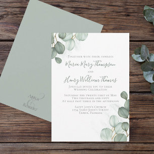 Invitación Eucalyptus deja una acuarela Minimalista elegante