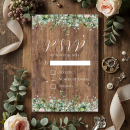 Invitación Eucalyptus Dusty Rose RSVP Card | Greenery Floral